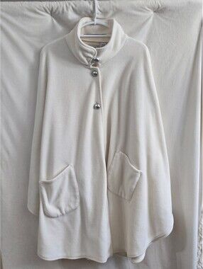 Le Moda Cream Polyester Cape with Silver Button Closures